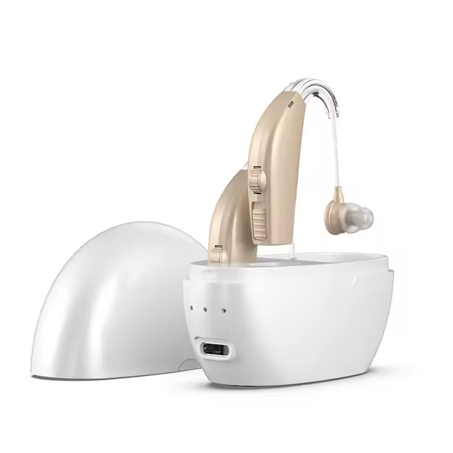 Audífono portátil recargable, amplificador de sonido de carga magnética, audífono BTE para Ancianos - 1