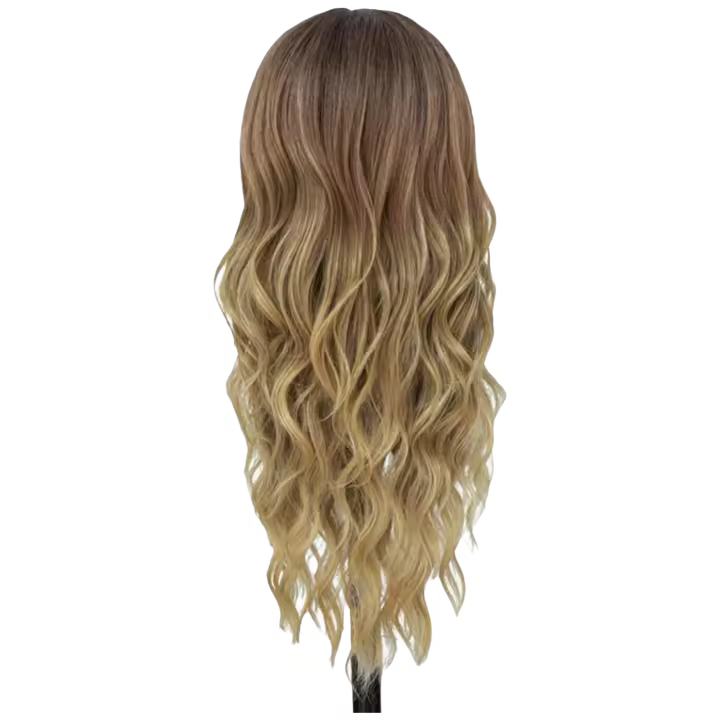 Pelucas de Cabello Dorado Ondulado Largo Diseño de Gradiente Europeo-Americano - 1