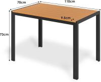 Mesa de comedor para exteriores para 6 personas, rectangular, de metal de aluminio, resistente a todo tipo de clima, mesa de patio con listones de 110x70x73 cm para terraza, patio trasero, césped y jardín - details 18