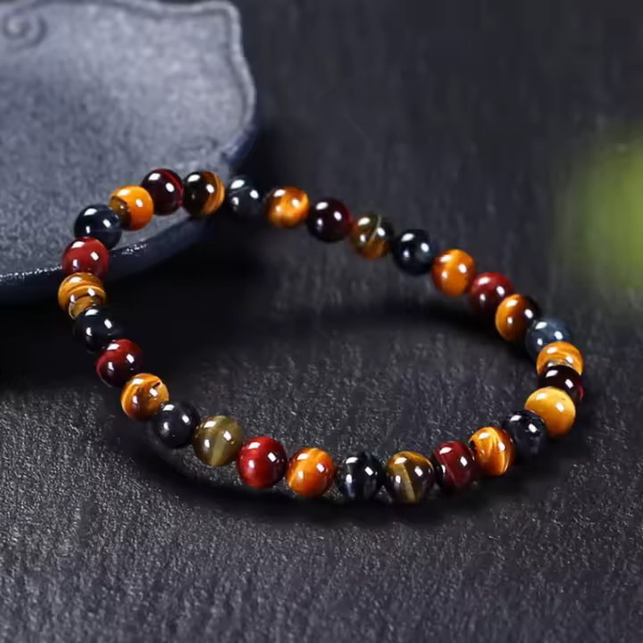 Pulsera de ojo de tigre de color natural para hombres y mujeres, amuleto de buena suerte hecho a mano, joyería Feng Shui - 1