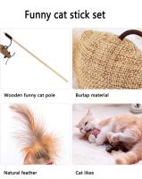 Juego de Juguetes Divertidos para gatos, productos interactivos y divertidos, juguete esponjoso con varilla larga, pluma natural, productos para mascotas encantadoras, 1 Juego - details 6