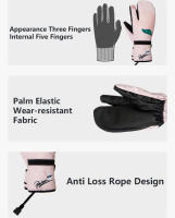 Guantes de esquí de dibujos animados para mujer, manoplas de lana para la nieve, impermeables, cálidas, equipo de Snowboard para marido, invierno, 2025 - details 2