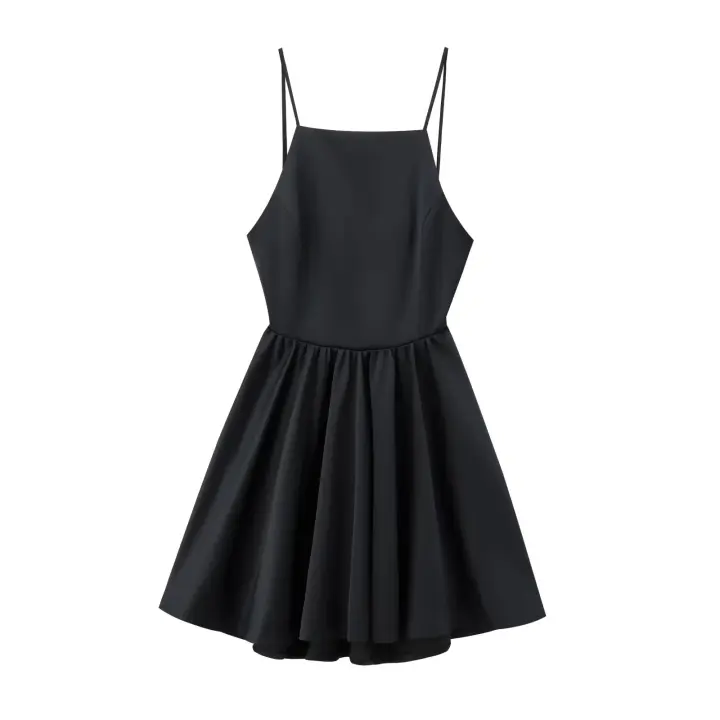 Ropa de mujer europea y americana temperamento de moda de cuello bajo cintura halter falda corta mini vestido - 1