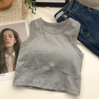 1/2 Unidades. Sujetador deportivo en la espalda para mujer, chaleco sin mangas, parte superior de tubo delgada, ropa interior con almohadillas para sujetador, camiseta interior, Top corto elástico coreano - details 6