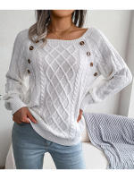 Suéter de punto con botones para mujer, Jersey holgado de manga larga, otoño, 2023 - details 6