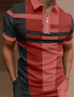 Polo para hombre, Polo con cuello, camisa de golf, estampado gráfico, geometría, apertura EAL, manga corta, ropa con cremallera, top de diseñador - details 12
