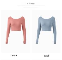 Camiseta de Yoga para Mujer Top Deportivo de Manga Larga con Nudo Frontal, Soporte Alto y Espalda Cruzada Perfecto para Gimnasio, Running o Pilates Tejido Transpirable y Elegante - details 1