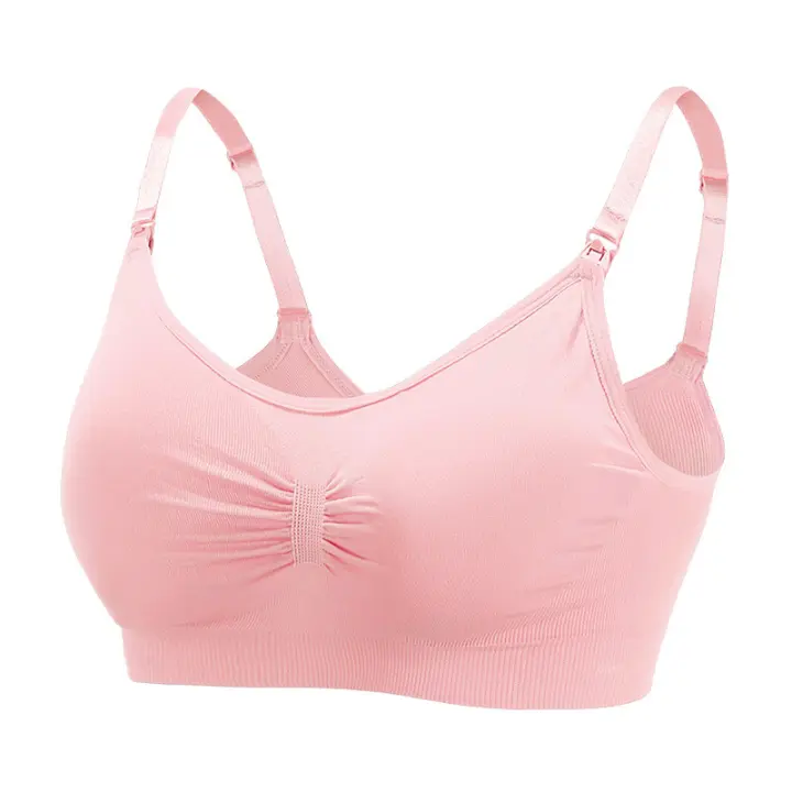 Sujetador de maternidad de talla grande para mujer, transpirable sin costuras para amamantar con realce, cierre frontal y correas ajustables. - 1