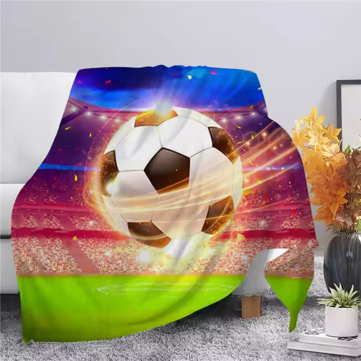 Manta de franela Popular, manta suave con estampado 3D de fútbol para silla, viaje, Camping, funda para sofá para niños, manta para sofá para siesta de invierno - 1