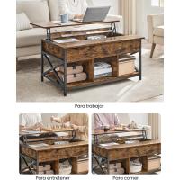Mesa de Central con Tablero Elevable Estilo Rústico Marrón y Negro Ideal para Dormitorio con Espacio Abierto y Oculto Forma de X - details 6