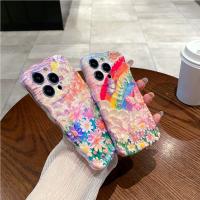 Funda de iPhone 15 Pro Max Pintura al Óleo de Luz Azul Arco Iris Flor Mariposa - details 48