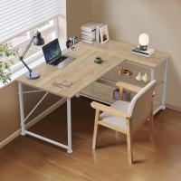 Almacenamiento, escritorio de esquina con estante reversible, mesa estable para ordenador en - details 2