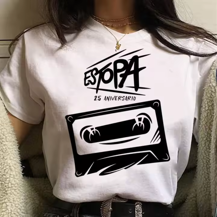 Camiseta de diseñador de cómic para mujer, ropa de calle femenina, top de Estopa, Y2K - 1