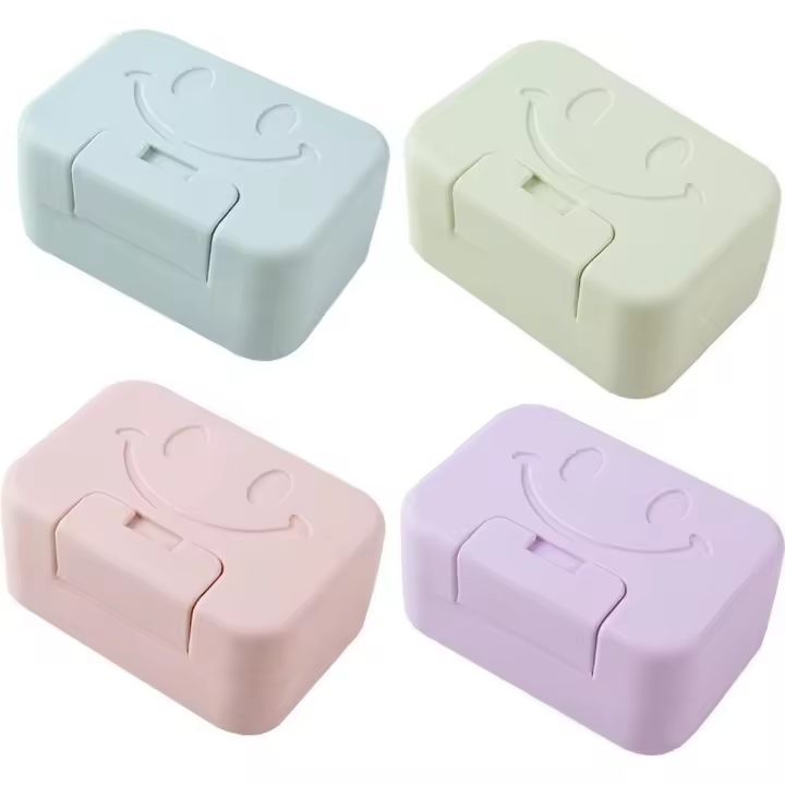Recipiente para jabón, Jabonera de plástico de 4 uds, caja de jabón a prueba de fugas, jabonera de viaje - 1
