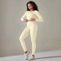 Conjunto de yoga sin costuras para mujer, top corto de manga larga, sujetador deportivo, leggings para correr de cintura alta, ropa de gimnasio - details 26