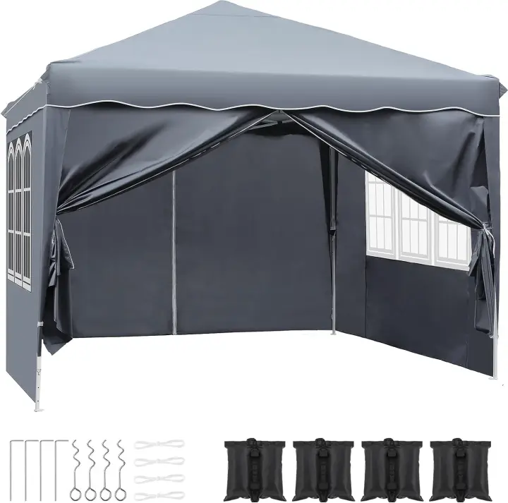 Canopy Pop Up 3x3m Sombra de Sol Impermeable Ideal para Fiestas de Jardín Picnic Portátil con Bolsa - 1
