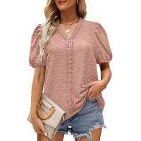 2025 verano nuevo empalme de encaje lunares camisa de manga corta camisa de mujer top ropa de mujer - details 1