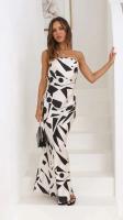 Vestido de Tubo Delgado con Estampado de Blanco y Negro Vestido de Fiesta Sexy sin Mangas para Mujeres - details 1