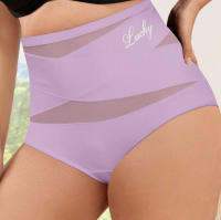 Calzoncillos de cintura alta entrecruzados con malla en contraste con estampado de letras para mujer, braguitas transparentes cómodas y transpirables para uso diario, ropa interior para mujer para todas las estaciones, bragas para mujer - details 1
