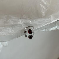 Anillo ovalado rojo de Color plateado Vintage para mujer anillo de lujo de piedra Natural Irregular elegante a la moda regalo de joyería estética Y2K para mujer - details 4