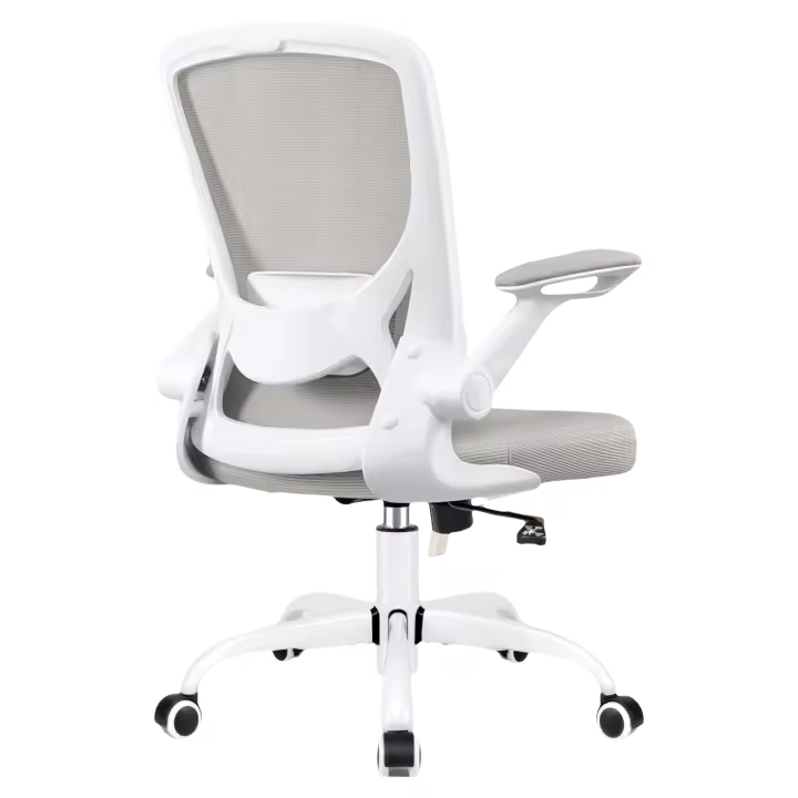 9060 Silla de oficina ergonómica con reposabrazos plegables, silla de ordenador giratoria de malla de 360 ° , gris claro - 1