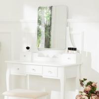 tocador de Maquillaje, Estilo Vintage, Espejo Giratorio, Taburete Acolchado, 4 cajones, Elegante, Muebles Dormitorio, tocador con Espejo, Espejo Maquillaje, tocadores de Maquillaje - details 10