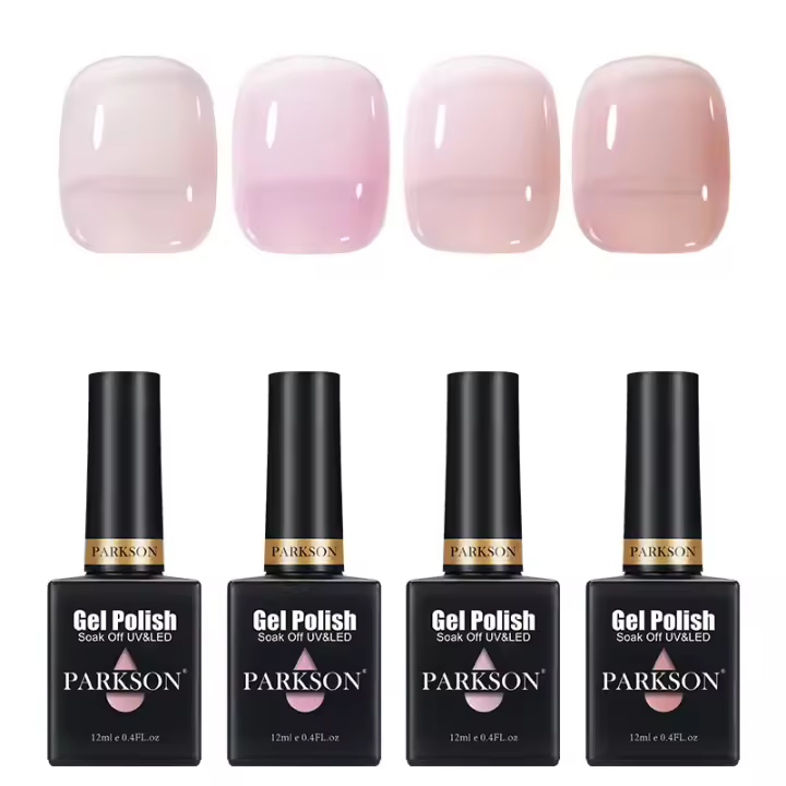 Parkson-Juego de 4 piezas de esmalte de uñas en Gel UV, barniz semipermanente híbrido para manicura, transparente, 12ml - 1