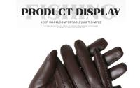 Guantes de piel de oveja para mujer, manoplas cortas de terciopelo fino para pantalla táctil, de cuero, de buena calidad, para invierno, 2226 - details 182