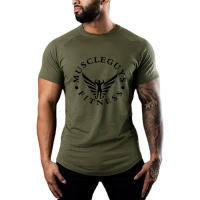 Camiseta deportiva de manga corta para hombre, camisa de compresión transpirable, ajustada, elástica, de algodón, para entrenamiento de culturismo y gimnasio, Verano - details 7