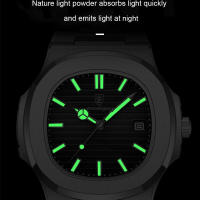 Reloj Deportivo POEDAGAR Cuarzo, Dial Cuadrado, Resistente al Agua, Luminoso, Regalo Perfecto para Hombres Correa de Acero Inoxidable - details 0