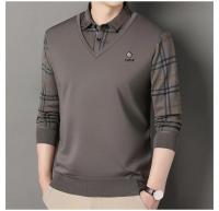 Suéter a cuadros para hombre, jersey de lana, ajustado, elegante, de lujo, falso, de punto, de dos piezas - details 4