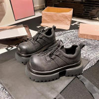 Mocasines de otoño e invierno, zapatos de gran cabeza de encaje, cuero grueso, fondo, versátiles - details 3