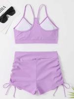 Bikinis con pantalones cortos delanteros con cordón para mujer, traje de baño de cintura alta, bañadores femeninos, traje de baño, ropa de playa 2025 - details 91