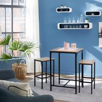 Bar, Conjunto de taburetes con mesa para bistró, Conjunto minimalista de comedor con asientos estilo industrial (madera industrial oscura, rústica) - details 3