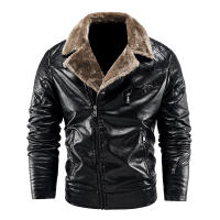Abrigo de lana para hombre para mantener el calor, Tops con cuello extraíble a la moda, chaqueta de cuero con solapa sólida gruesa y holgada para exteriores, invierno - details 5