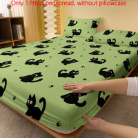 Sábana Ajustable con Estampado de Gato Negro de Dibujos Animados Poliéster Suave Cepillado, Diseño de Bolsillo Profundo para Decoración de Dormitorio y Habitación de Invitados, Lavable a Máquina - details 1