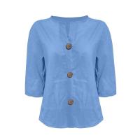 Camiseta de verano "Mujer 2025 con cuello en V, lino y algodón, holgada y transpirable, estilo boho-chic - Moda informal y elegante" "Mujer con cuello en V, algodón, transpirable, - Moda" - details 33