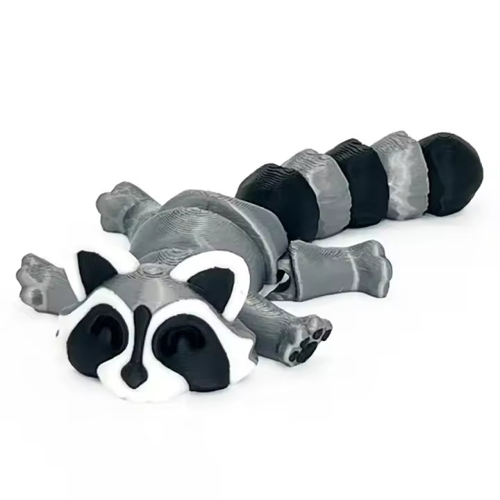 Juguetes impresos en 3D de plástico divertido, figuras de animales de mapaches flexibles de dibujos animados, modelo de adorno multiarticulación, regalo para niños - 1