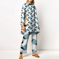 Conjunto de 2 piezas con estampado de Pamas para mujer, ropa de dormir holgada, pantalones de manga larga, ropa de calle, traje elegante, Vintage, otoño - details 0