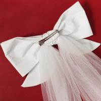 1 Uds. Tocado de boda elegante para novia, tocado blanco marfil, lazo, velo corto, decoración para la cabeza, accesorios para el cabello - details 8