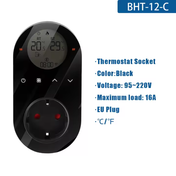 Enchufe de termostato inteligente con WIFI, controlador de temperatura Digital, enchufe de la UE, interruptor de refrigeración y calefacción, CA 220V, para Google Home y Alexa - 1
