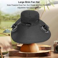 Sombrero de pesca con protección UV y ventilador solar de ala ancha, verano con 2 ventiladores extraíbles, sombrero con visera para deportes de playa al aire libre - details 3
