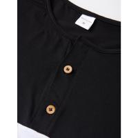 Camiseta deportiva informal de manga corta de verano para hombre, con costuras tricolores y cuello en V con muescas, estilo Henry - details 23