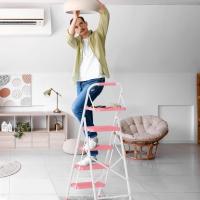 Escaleras Plegables de 3 Escalones, Capacidad de 272KG con Pedales Antideslizantes Anchos, Taburete Escaleras de Mano de Acero, Manubrio de Esponja, Uso en Interiores y Exteriores, Negro - details 37