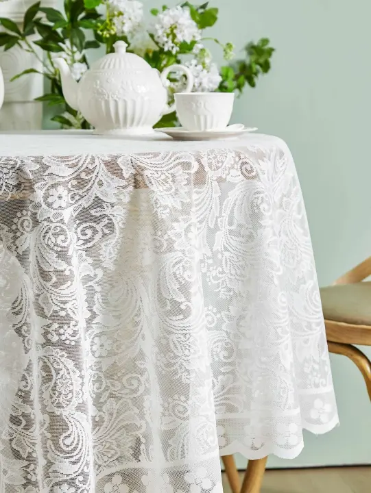 Mantel circular blanco Ence de 70 pulgadas, utilizado para decoración para fiesta de boda, mesa de comedor para terraza al aire libre - 1