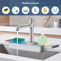 Guarda Salpicaduras de Grifo de Lavabo de Silicona Mejorado Porta Esponja para Fregadero de Cocina y Baño Organizador de Empaque de Viaje - details 2