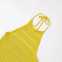 PB&ZA2025 estilo vacacional chaleco suéter con textura hueca y cuello halter top de tirantes para mujer nuevos productos de verano - details 11