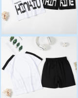 Conjunto de ropa y pantalones cortos de secado rápido para niños, ropa deportiva informal, estampado de texto, Verano - details 5