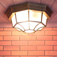 Lámpara de techo empotrada de vidrio esmerilado rústico para exteriores, luces de patio, balcón, jardín, estilo europeo, accesorio de tasa IP Exterior - details 0