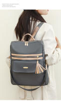 Mochila De Trabajo ligera para mujer, morral de viaje informal, resistente al agua, color negro y rosa - details 6